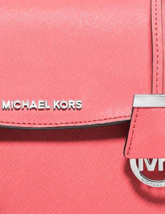 Michael Kors Michael Ava Saffiano Top Handle Leather Satchel-Coral