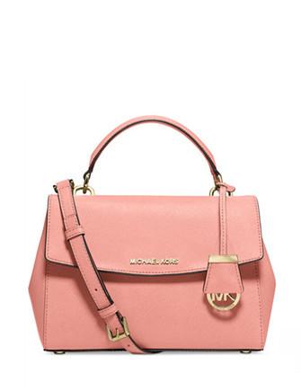 Michael Kors Ava Saffiano Leather Small Top Handle Satchel Bag Pale Pink