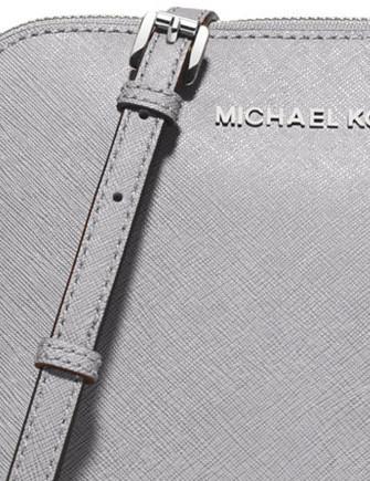 Michael kors cindy emmy medium zip crossbody bag saffiano leather aluminum  grey