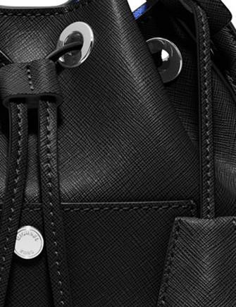 MICHAEL KORS GREENWICH PERFORATED BLACK BUCKET BAG