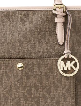 MICHAEL Michael Kors Jet Set Item Leather Large Snap Pocket Tote Bag,  Vanilla