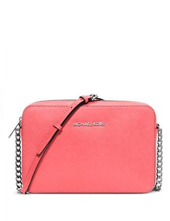 Michael Kors Jet Set Travel Women's Leather Crossbody Bag Coral