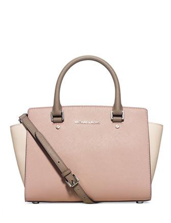 Michael Michael Kors Selma Medium Saffiano Leather Messenger in Pink