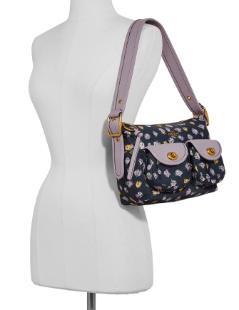 Coach Vintage Rose Print Nylon Cargo Shoulder Bag 23