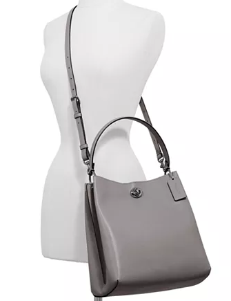 Coach Polished Pebble Leather Charlie Bucket Crossbody Brixton Baker