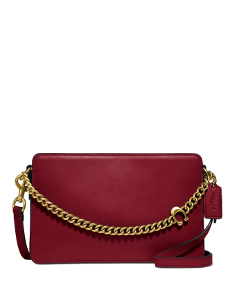 Coach Refined Calf Leather Signature Chain Crossbody