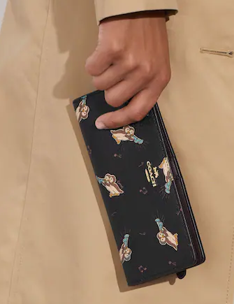 Coach Slim Zip Wallet With Penguin Print