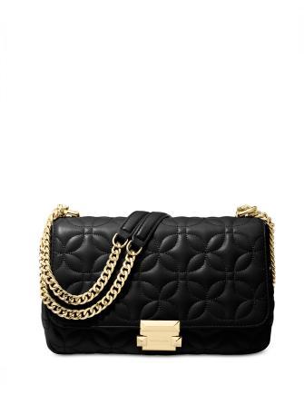 The Symmetrical | Leather Quilted Shoulder Bag | Black Quilted Purse