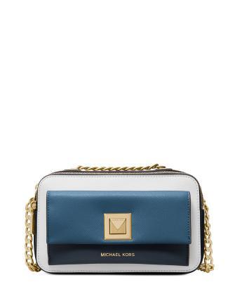 Sylvia tricolor crossgrain shop leather double zip crossbody