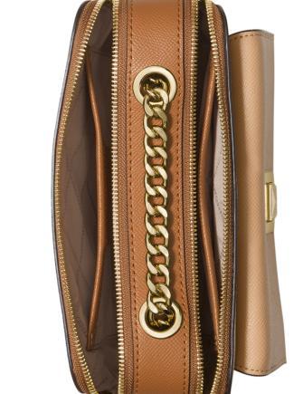 Michael michael kors sylvia tricolor outlet crossgrain leather double zip crossbody