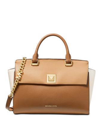Michael Michael Kors Sylvia Tricolor Crossgrain Leather Top Zip