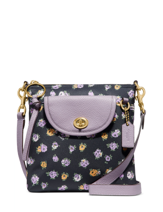 Cargo crossbody with vintage rose print interior Clearance