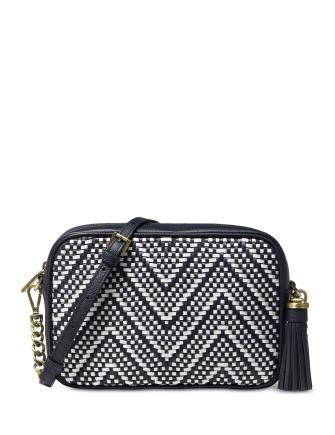 Michael michael kors woven chevron leather camera bag sale