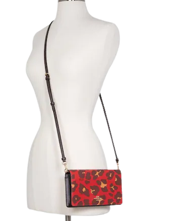 Anna foldover crossbody clutch with leopard print Clearance