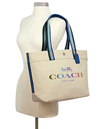 Coach Canvas Tote With Rainbow Horse and Carriage Logo