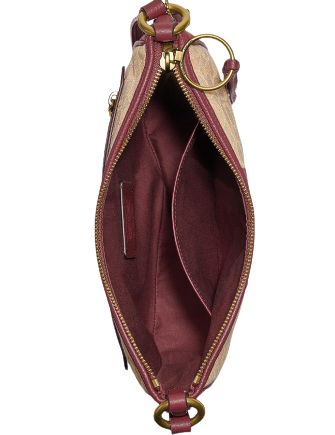 Coach Chaise Signature Jacquard Crossbody Light Khaki Wine Brass