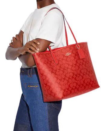 City tote in blocked signature canvas Clearance