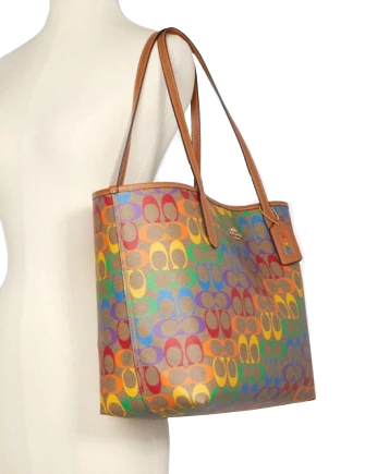 COACH® Outlet  Reversible City Tote In Rainbow Signature Canvas