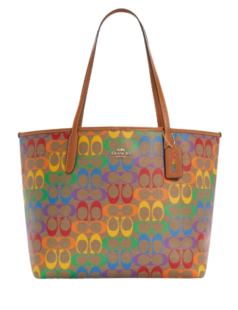 City tote in rainbow signature canvas Clearance