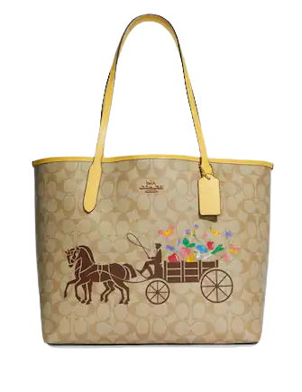 Coach City Tote In Signature Canvas With Dreamy Veggie Horse And Coach City Tote In Signature Canvas With Dreamy Veggie Horse And