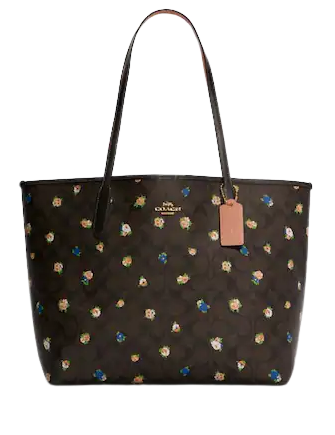 Coach rose print tote shop