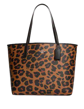 COACH®  City Tote With Leopard Print And Signature Canvas Interior