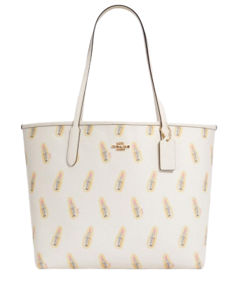 Coach City Tote With Lipstick Print