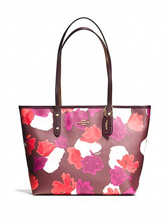 Coach City Zip Tote In Field Floral Print