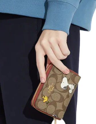 Coach Coach X Peanuts Small Zip Around Wallet In Signature Canvas