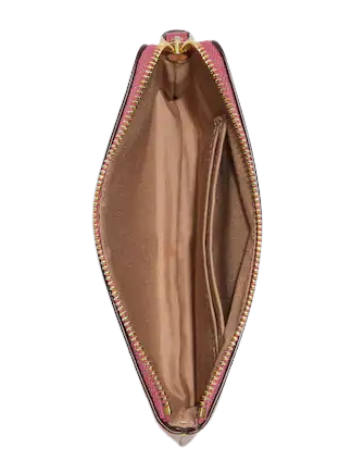 Coach Corner Zip Wristlet In Signature Canvas With Stripe Heart Print