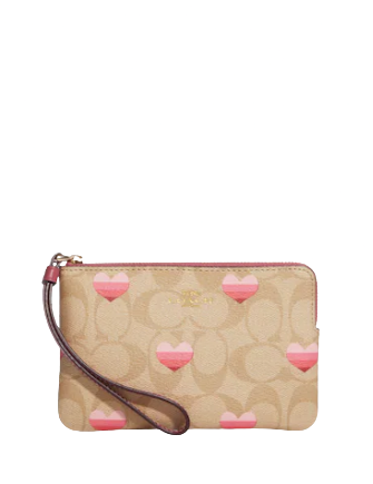 Restored Heart Wristlet In Signature Canvas With Heart Print