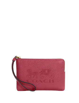 Coach Corner Zip Wristlet With Horse And Carriage