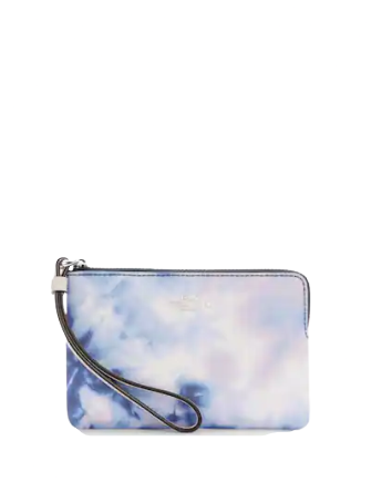 Coach Corner Zip Wristlet With Tie Dye Print