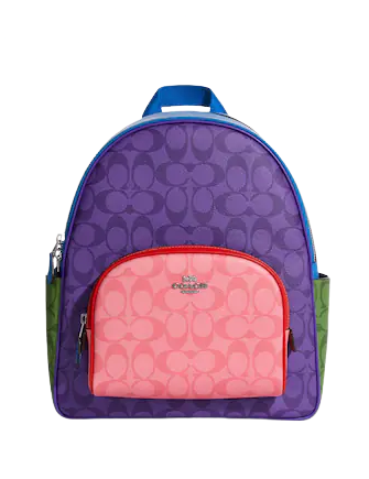 coach backpack purples Coach Court Backpack In Blocked Signature Canvas