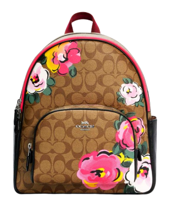 Coach Court Backpack In Signature Canvas With Vintage Rose Print Brixton Baker