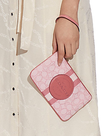 Coach Dempsey Large Corner Zip Wristlet In Signature Jacquard With Coach Dempsey Large Corner Zip Wristlet In Signature Jacquard With