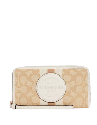 Coach Dempsey Large Phone Wallet In Signature Jacquard With Stripe And Coach Patch