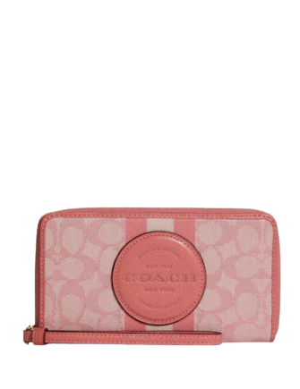 Coach Bags | Nwt Coach Dempsey Large Phone Wallet in Signature Jacquard with Stripe | Color: Pink | Size: Os | Hmatthews485's Closet