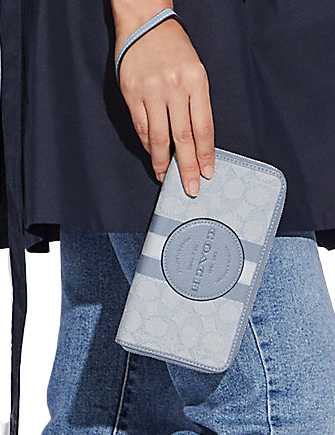 Coach Dempsey Large Phone Wallet In Signature Jacquard With Stripe And Coach Patch
