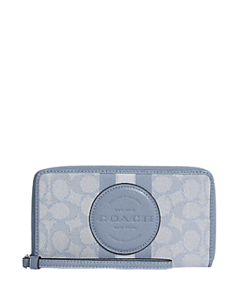 Coach Dempsey Large Phone Wallet In Signature Jacquard With Stripe And Coach Patch