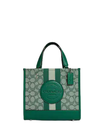 Coach Dempsey Tote 22 In Signature Jacquard With Stripe And Coach