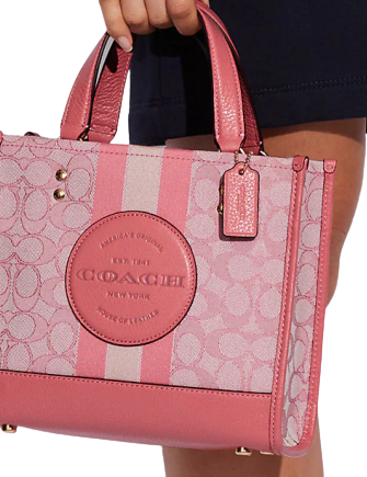 Coach Dempsey Tote 22 In Signature Jacquard With Stripe And Coach Coach Dempsey Tote 22 In Signature Jacquard With Stripe And Coach