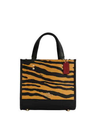 Coach dempsey tote 22 with tiger print Clearance