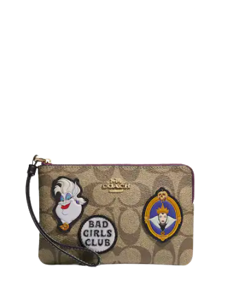 Coach Disney X Coach Corner Zip Wristlet In Signature Canvas With Patches