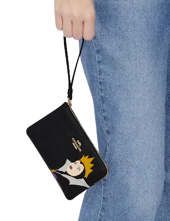Coach Disney X Coach Corner Zip Wristlet With Evil Queen Motif