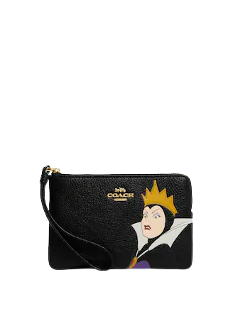 Coach Disney X Coach Corner Zip Wristlet With Evil Queen Motif