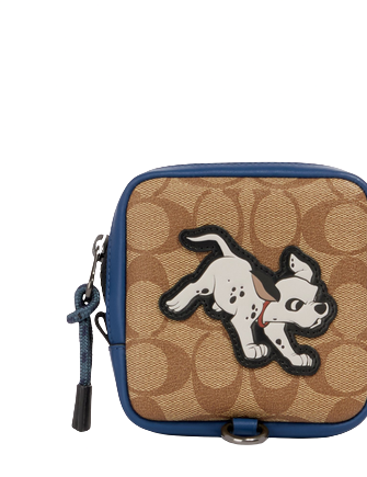 Coach Disney X Coach Square Hybrid Pouch In Signature Canvas With Dalmatian