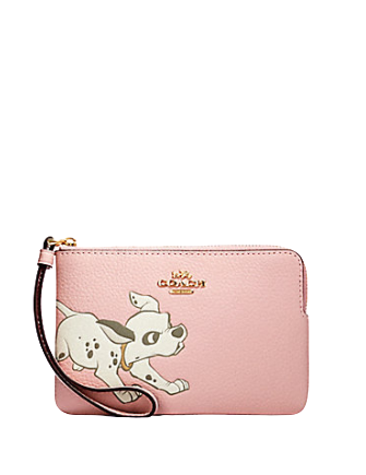 Coach Disney X Corner Zip Wristlet With Dalmatian