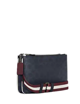 COACH Hudson 21 Signature Varsity Stripe Coated Canvas Crossbody Bag – AUMI  4
