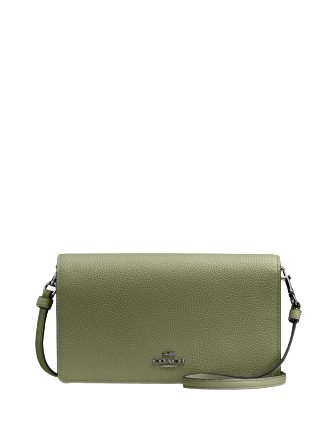Coach foldover crossbody clutch in polished pebble deals leather